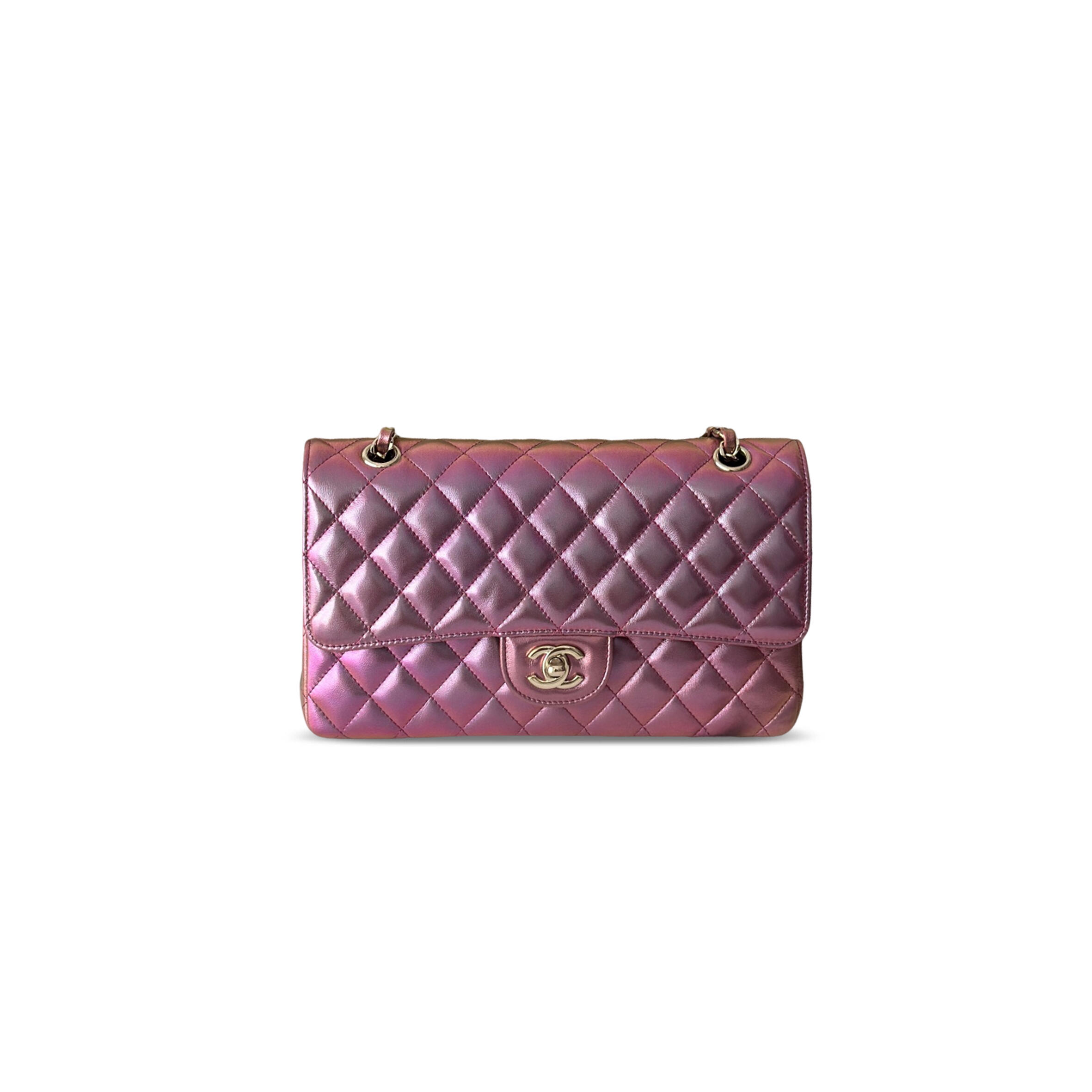 CHANEL IRIDESCENT PURPLE MEDIUM CLASSIC FLAP BAG A01112 (25.5*15*6cm)